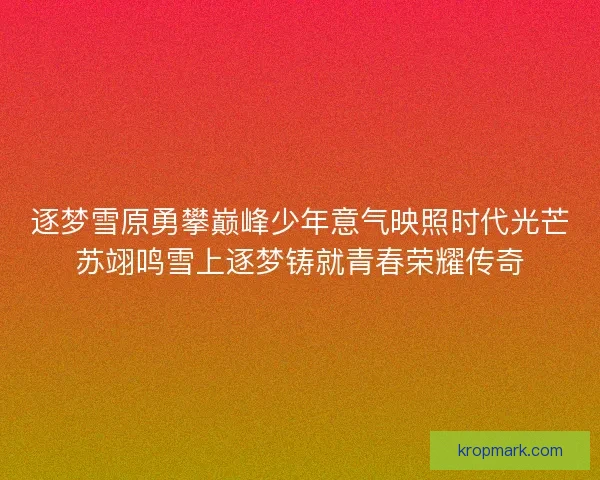 逐梦雪原勇攀巅峰少年意气映照时代光芒苏翊鸣雪上逐梦铸就青春荣耀传奇